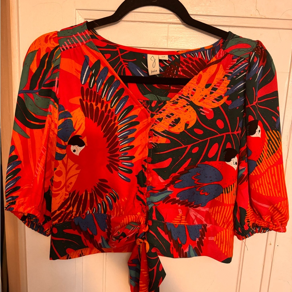 Joie Tropical Tie Front Blouse sz S